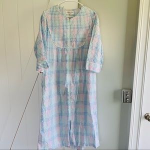 Miss Elaine Seersucker Zippered Housecoat Robe Size Large
